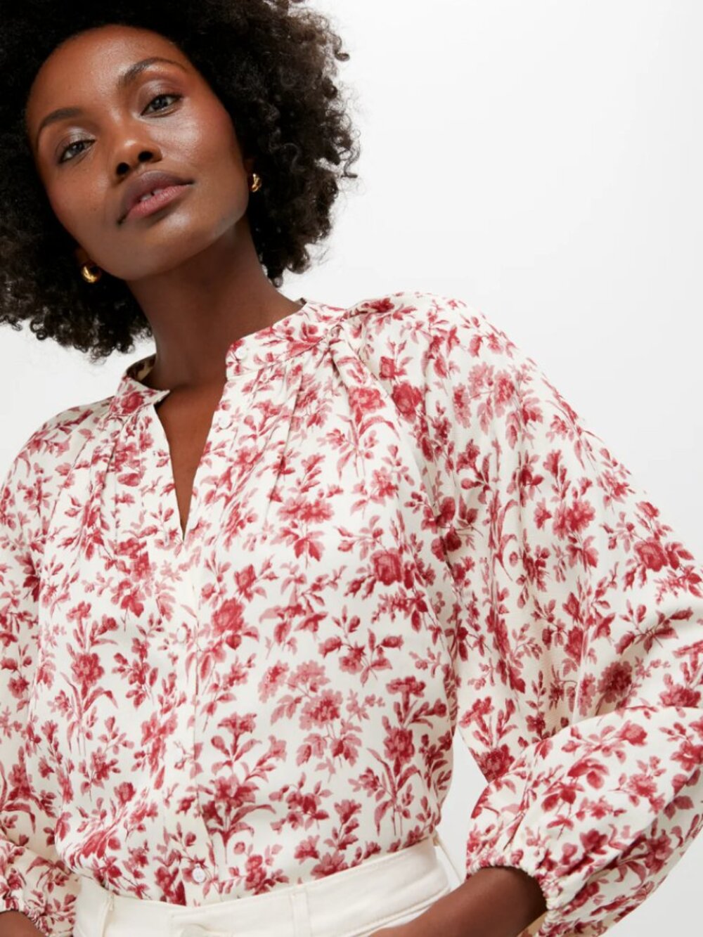 Tuckernuck Pomegranate Bloom Sawyer Blouse - Picture 1 of 5